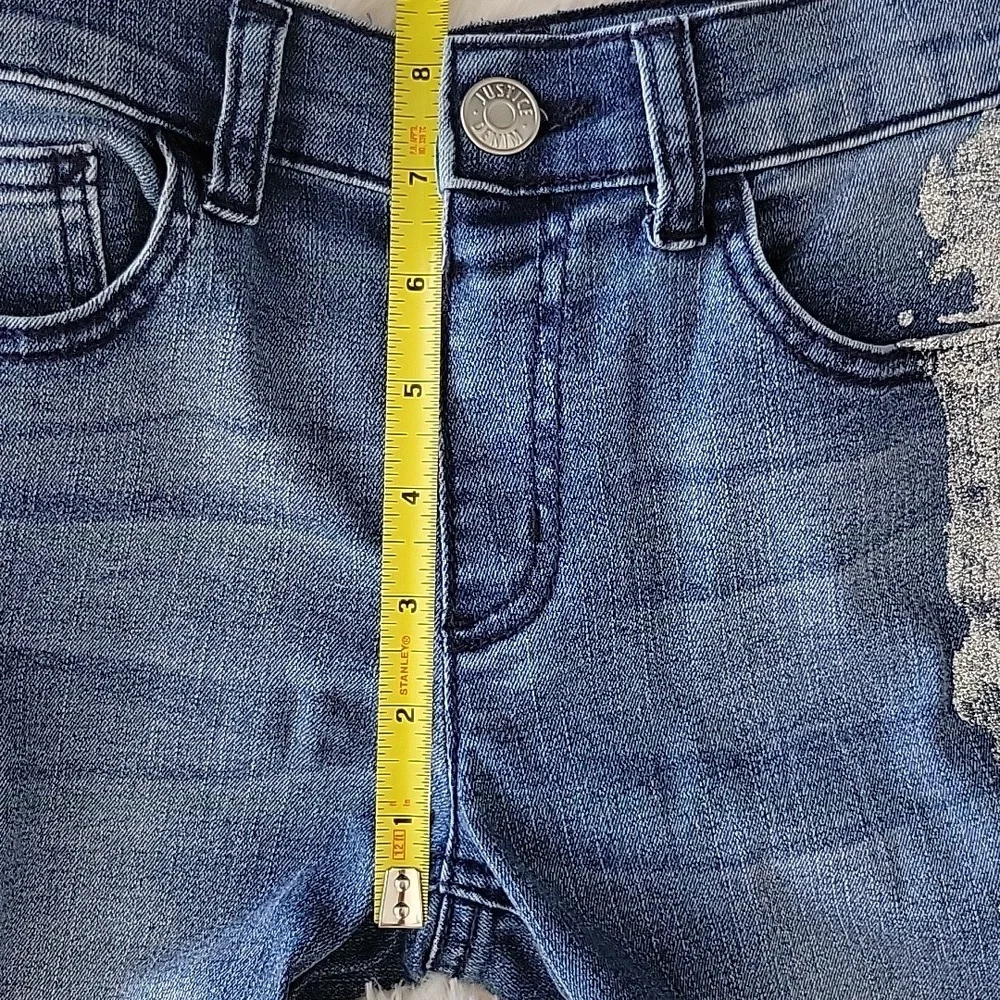 Justice Jeans Girls Size 12 Slim Silver Glitter Stripe